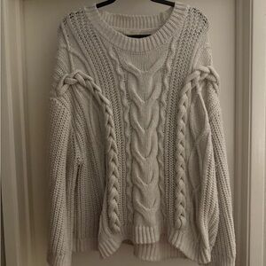 H&M Cream Cable Knit Crewneck Sweater